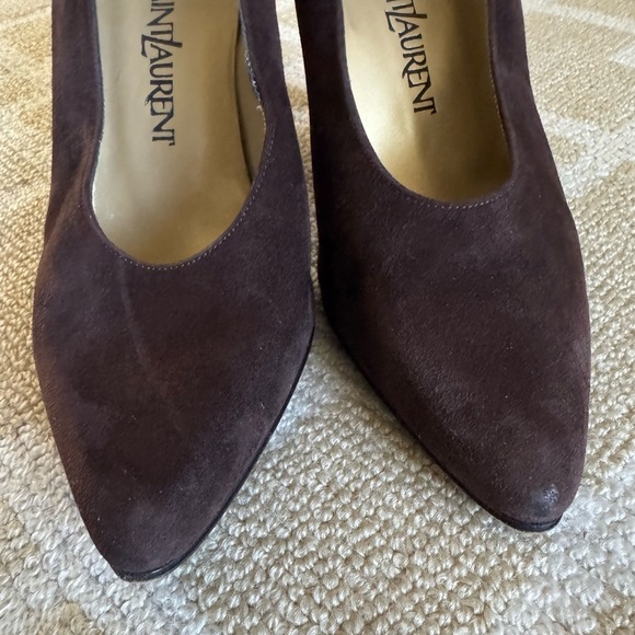 YSL Vintage Brown Suede High Heel Pumps Pointed Toe Designer Shoes Holiday 5.5 - Picture 10 of 10